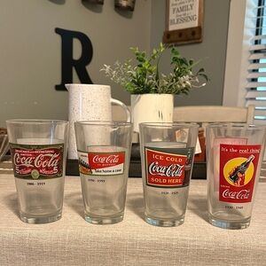 Coca Cola Collectible Glass Set - Red and Clear